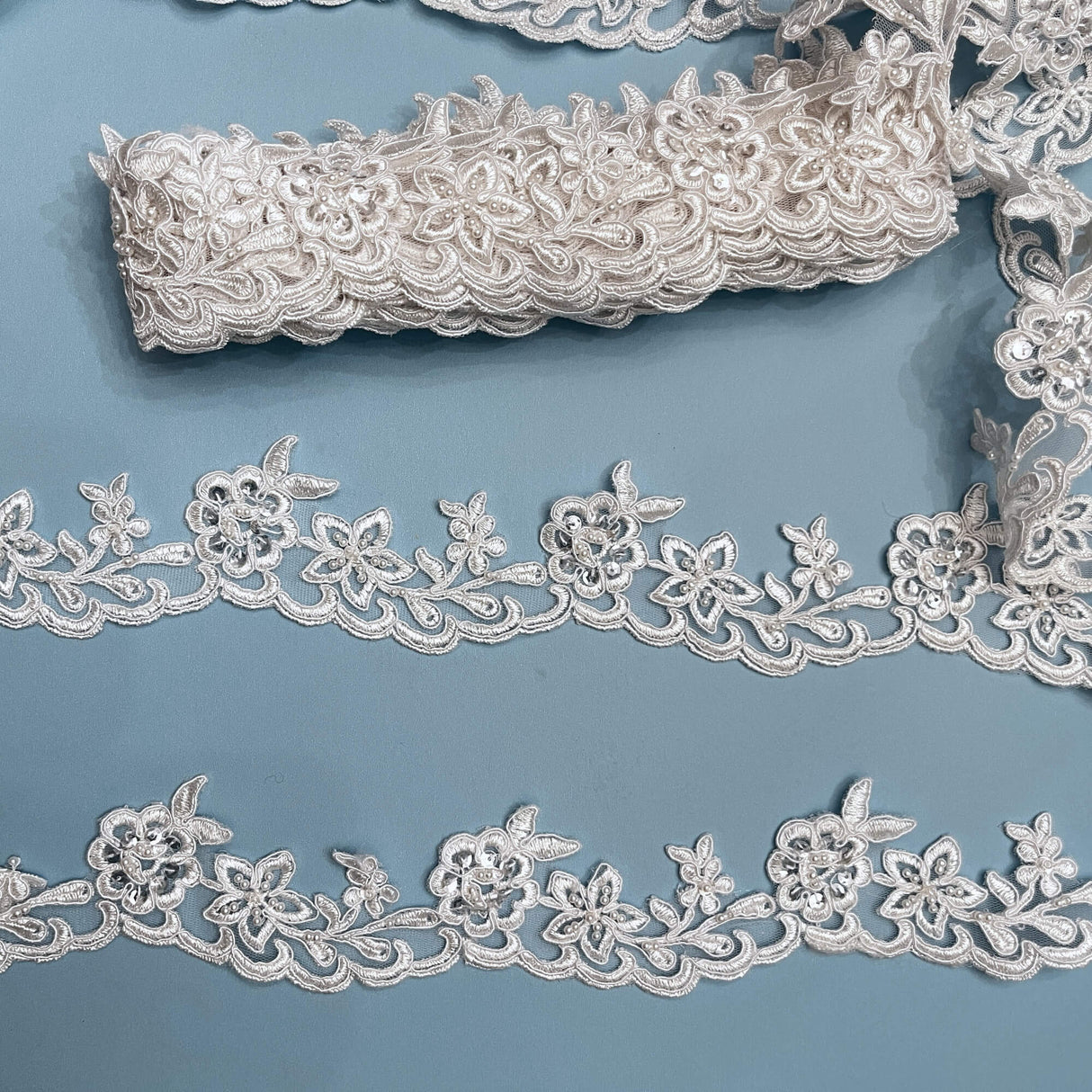 Beaded Corded Lace Trim