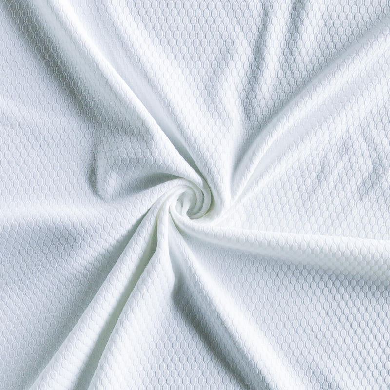 White Dri-Fit Bubble Jacquard Poly Spandex Mesh Fabric