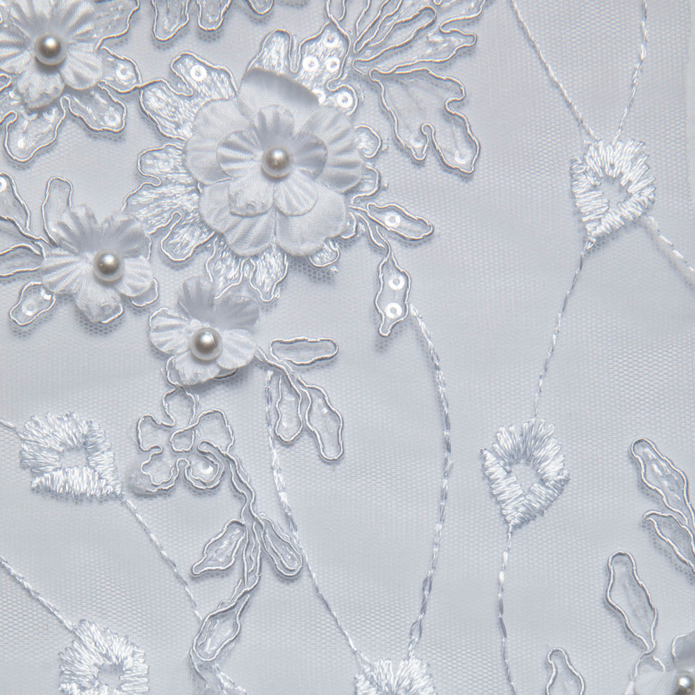 1 Yard Tulle Lace Fabric Embroidered Applique 3D Floral Pattern Elegant Look 52" Wide