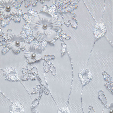 1 Yard Tulle Lace Fabric Embroidered Applique 3D Floral Pattern Elegant Look 52" Wide