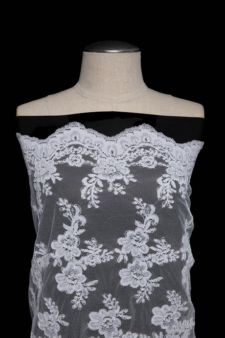 1 Yard Re-Embroidery Lace Fabric Cord Beautiful Floral Design Luxurious 52/54" Wide