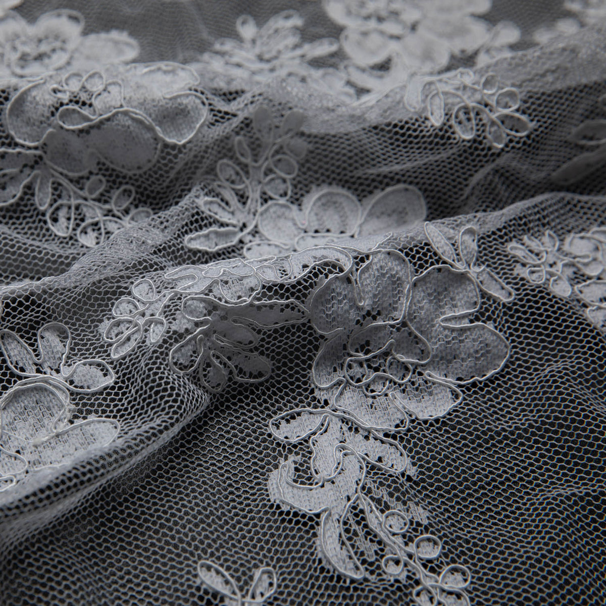 1 Yard Elegant Re-Embroidery Lace Fabric with Cord, Floral Design, 52"/54" Wide