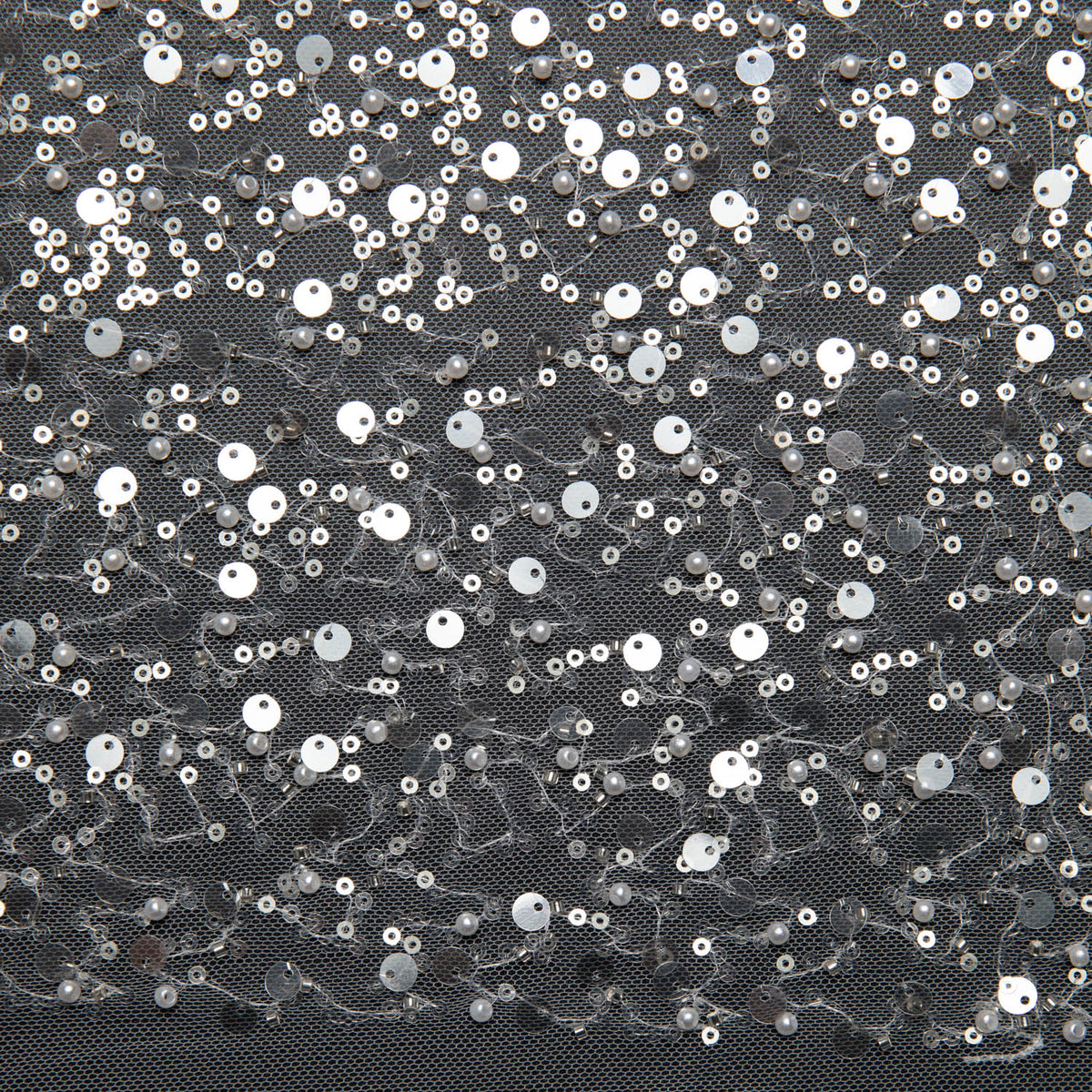 1 Yard Poly Mesh Lace Fabric Beads Sequins Lightweight Glamorous 50" Wide