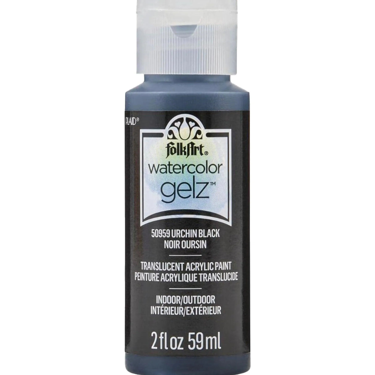 FolkArt Watercolor Gelz Acrylic Paint - Urchin Black (2 oz Bottle)