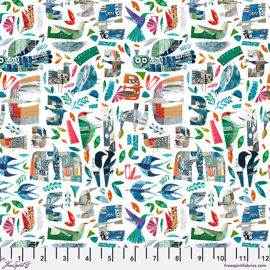 Cotton Print Wild Birds Bright Fabric 44/45"