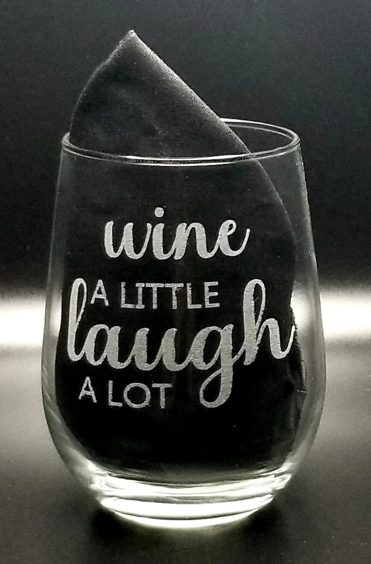 Stemless Wine Glass 17oz Wine A Little, Laugh A Lot
