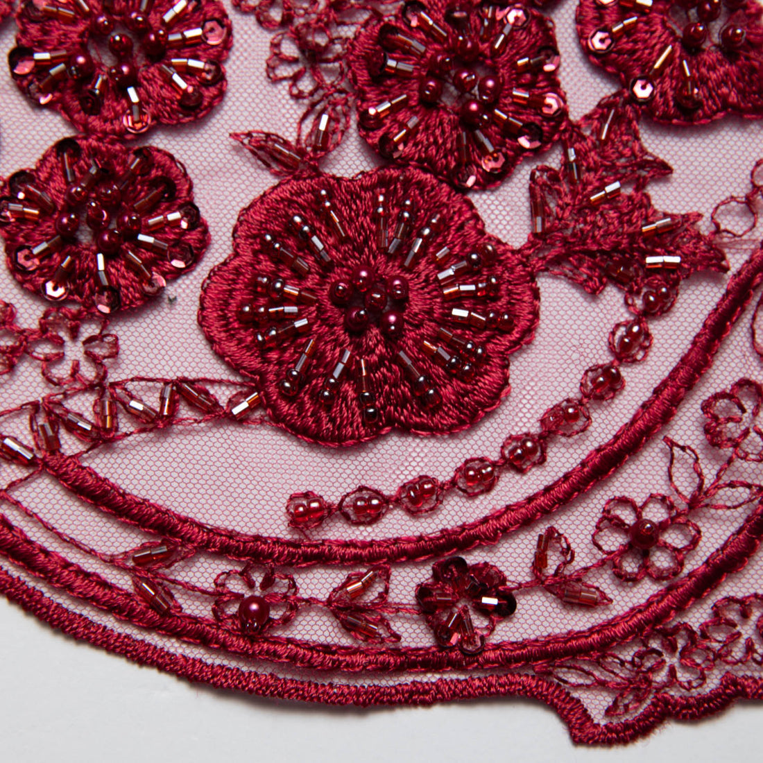 1 Yard Stunning 52" Wide Tulle Lace Fabric with Embroidered Floral Design