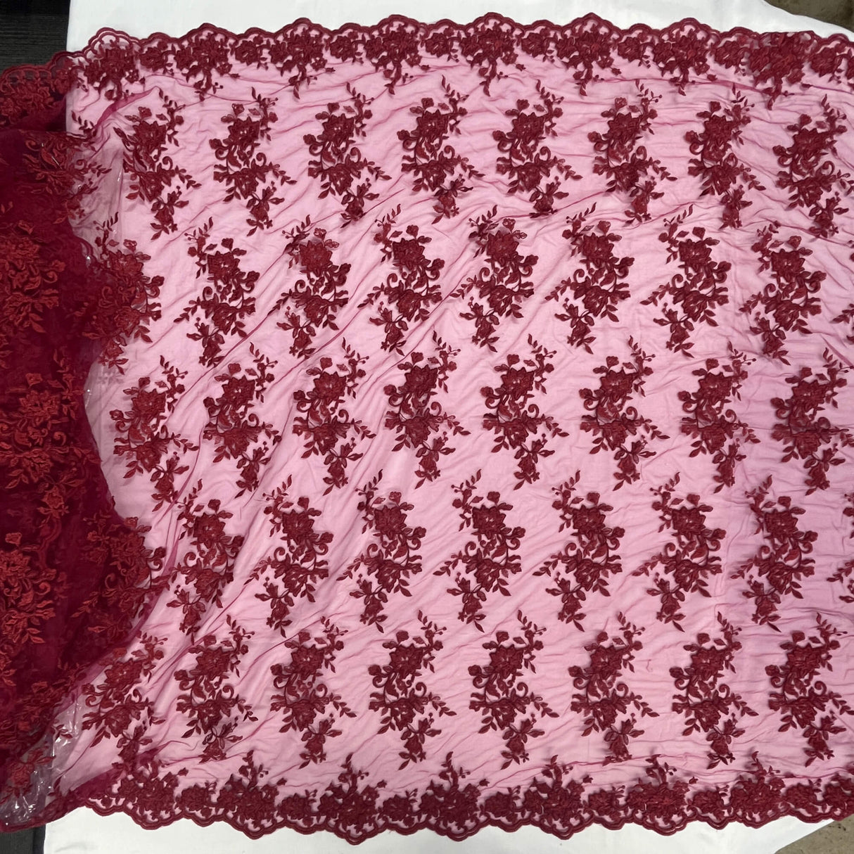 Corded Floral Lace Fabric Ivory