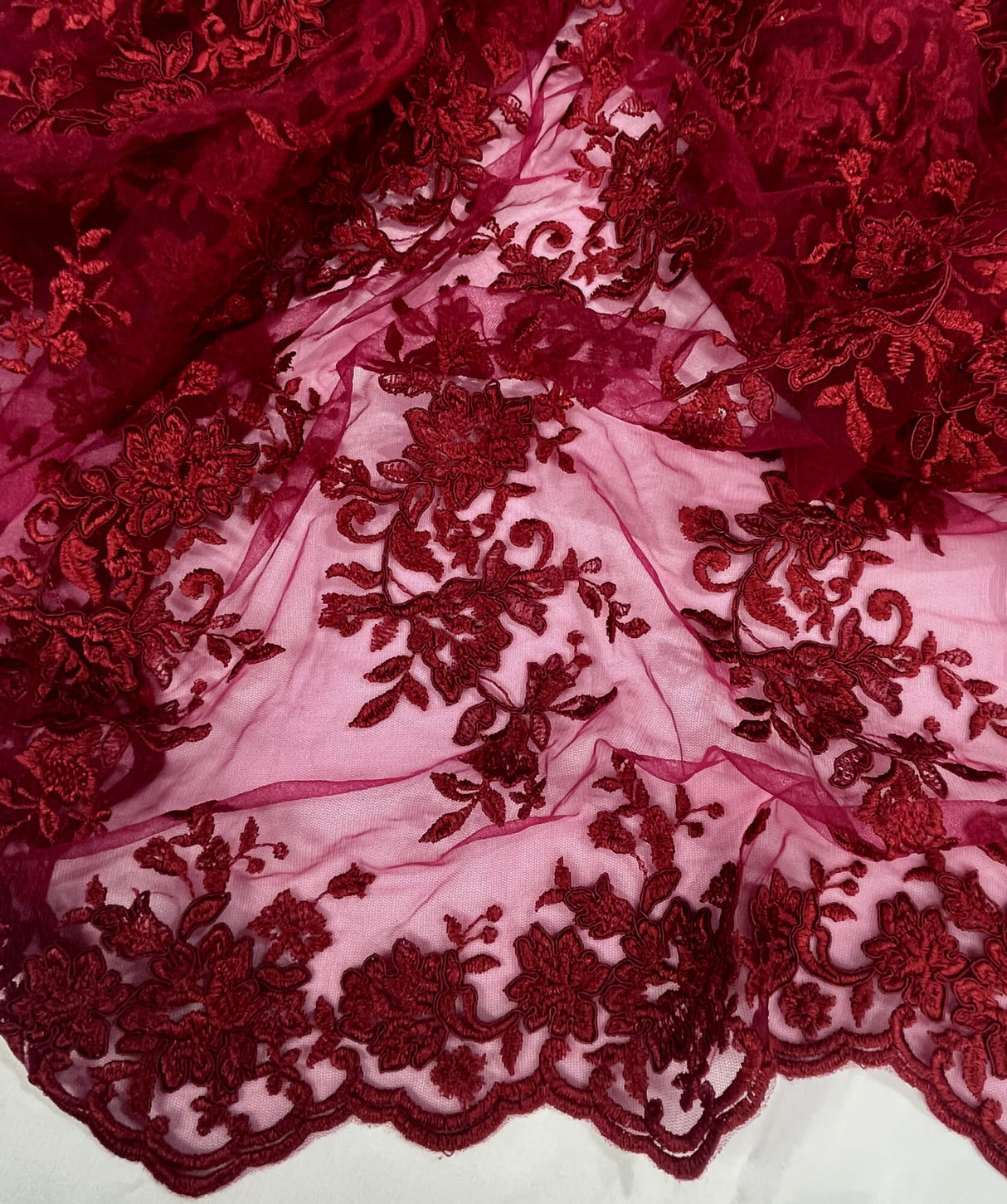 Corded Floral Lace Fabric Ivory