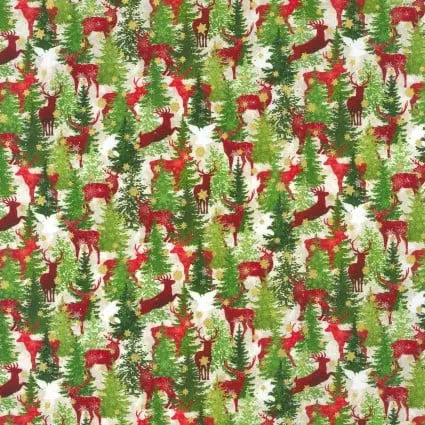 Cotton Print Winter Solstice II Deer Fabric