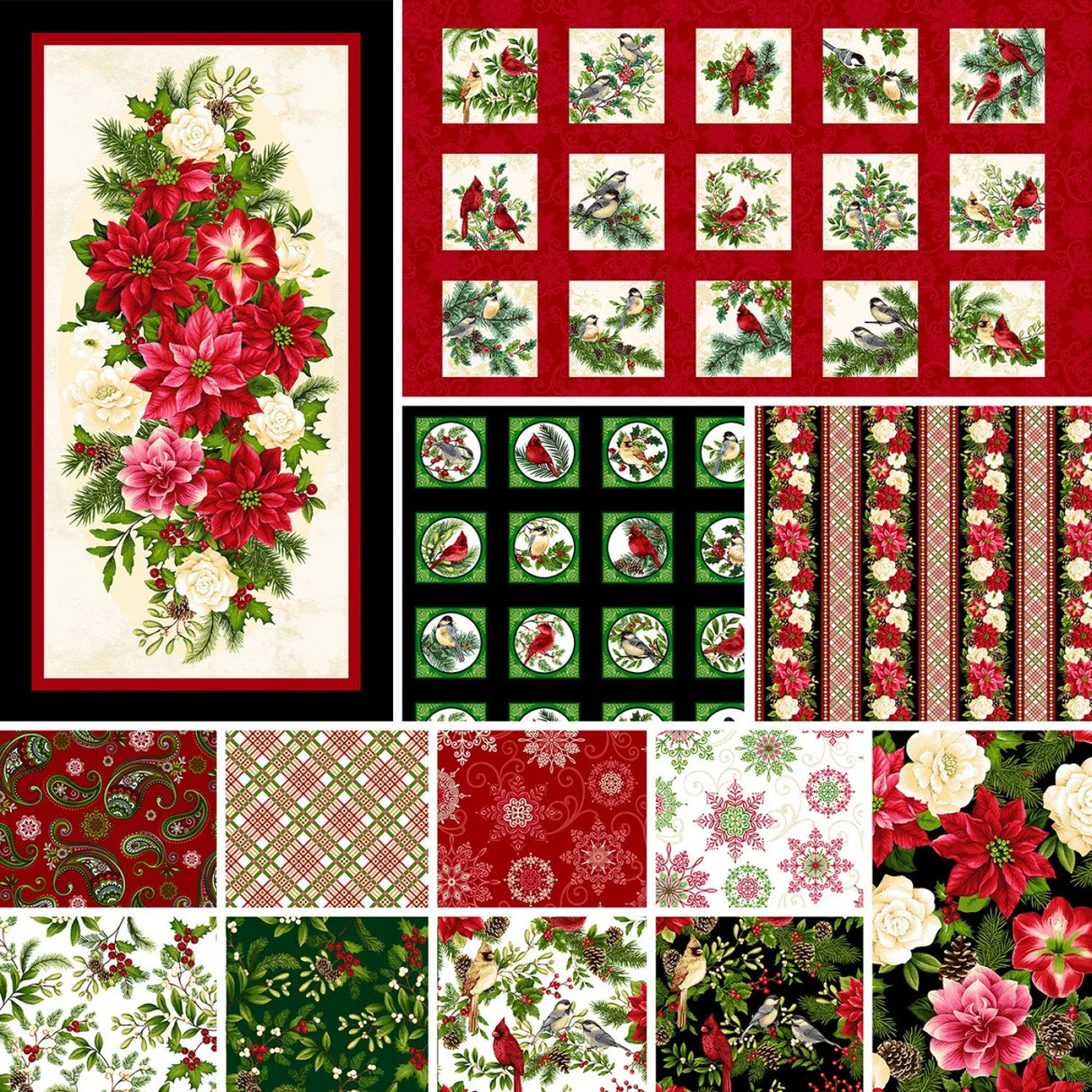 Quilting Cotton Winter Garden Christmas Henry Glass