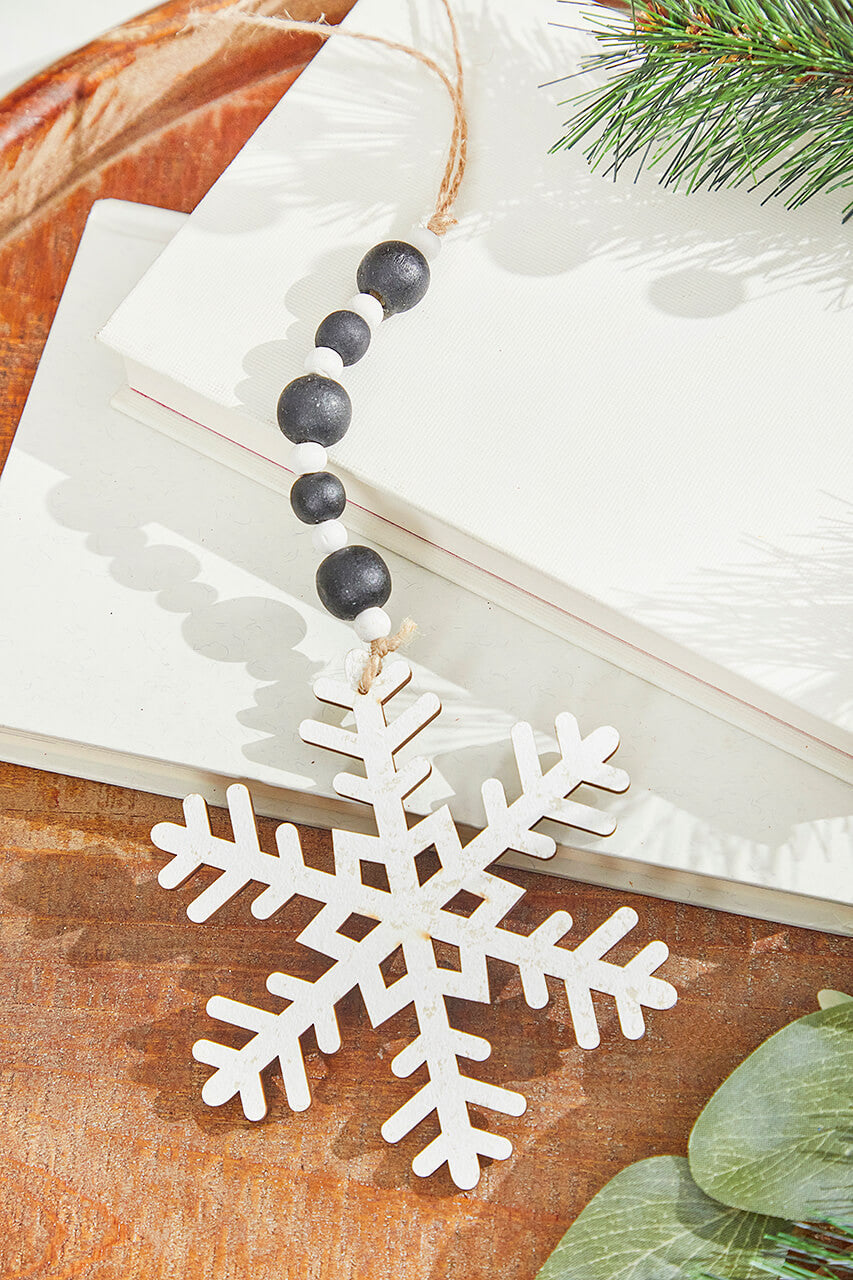 Black White Snowflake Ornament 8 Inch Rustic Christmas Decor