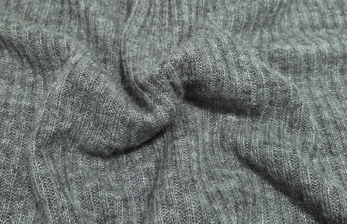 Wool Blend Ribbed Sweater Knit Gray