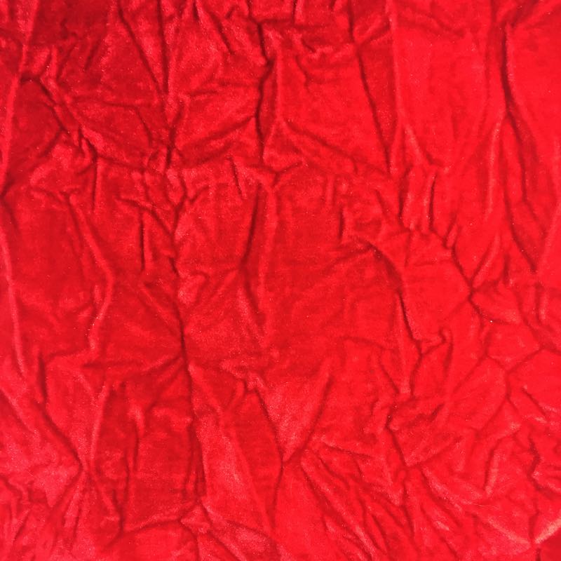 Light Red Flocking Crushed Velvet Upholstery Fabric,