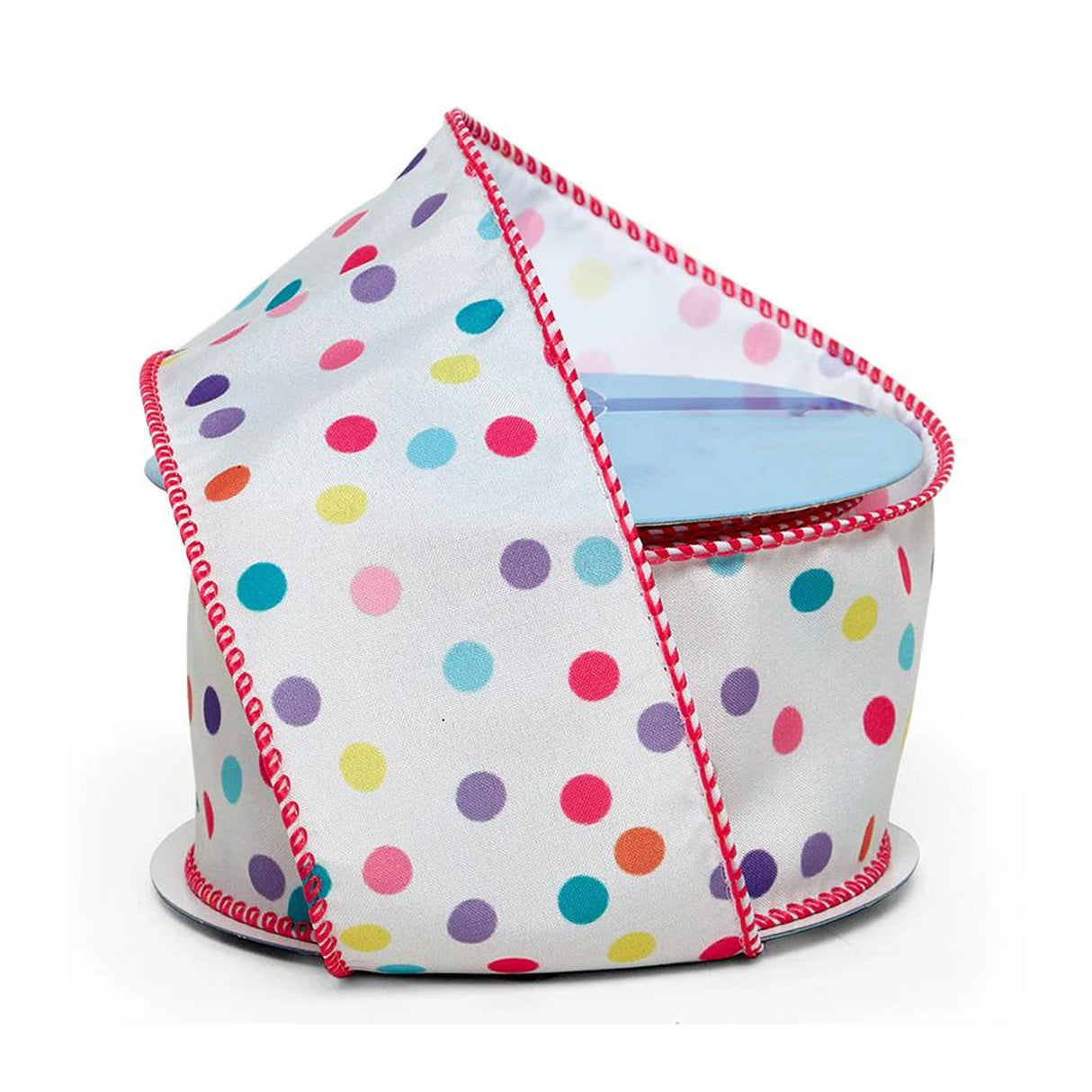 Colorful Dots On Wired Ribbon 2 1/2 '' x 10 yd Small Dots W/ Red Wired Edges Color 1 / ROLL