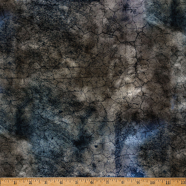 Cotton Print Fabric Black Charcoal Concrete Hammer Down 43/44