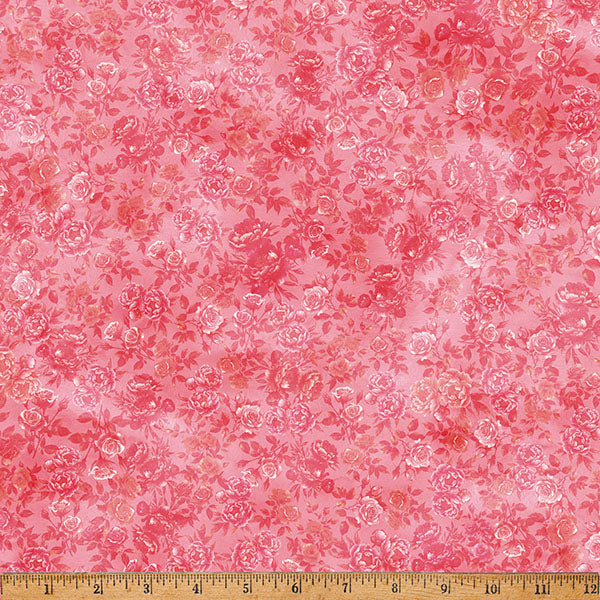 Cotton Print Floral Soiree Fabric 43/44" Guava