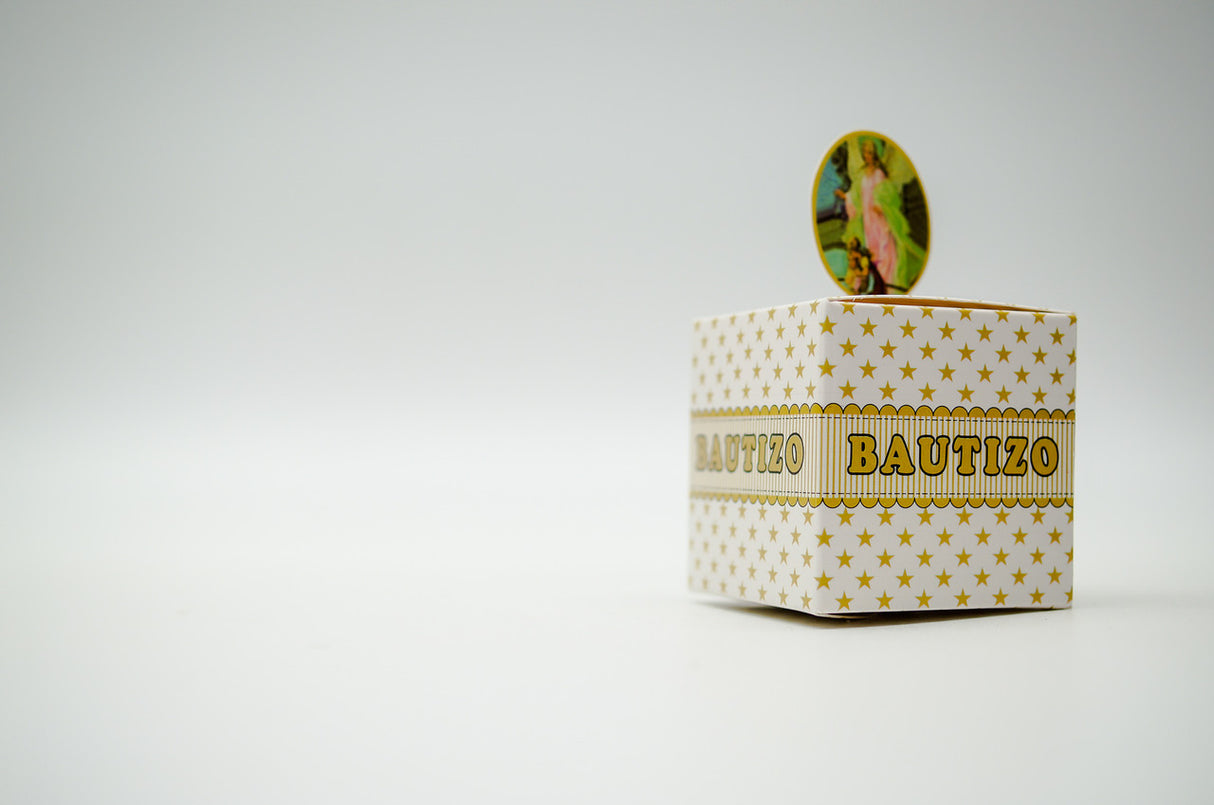 2" Gold Guardian Angel Paper Bautizo Favor Box - Pack of 50
