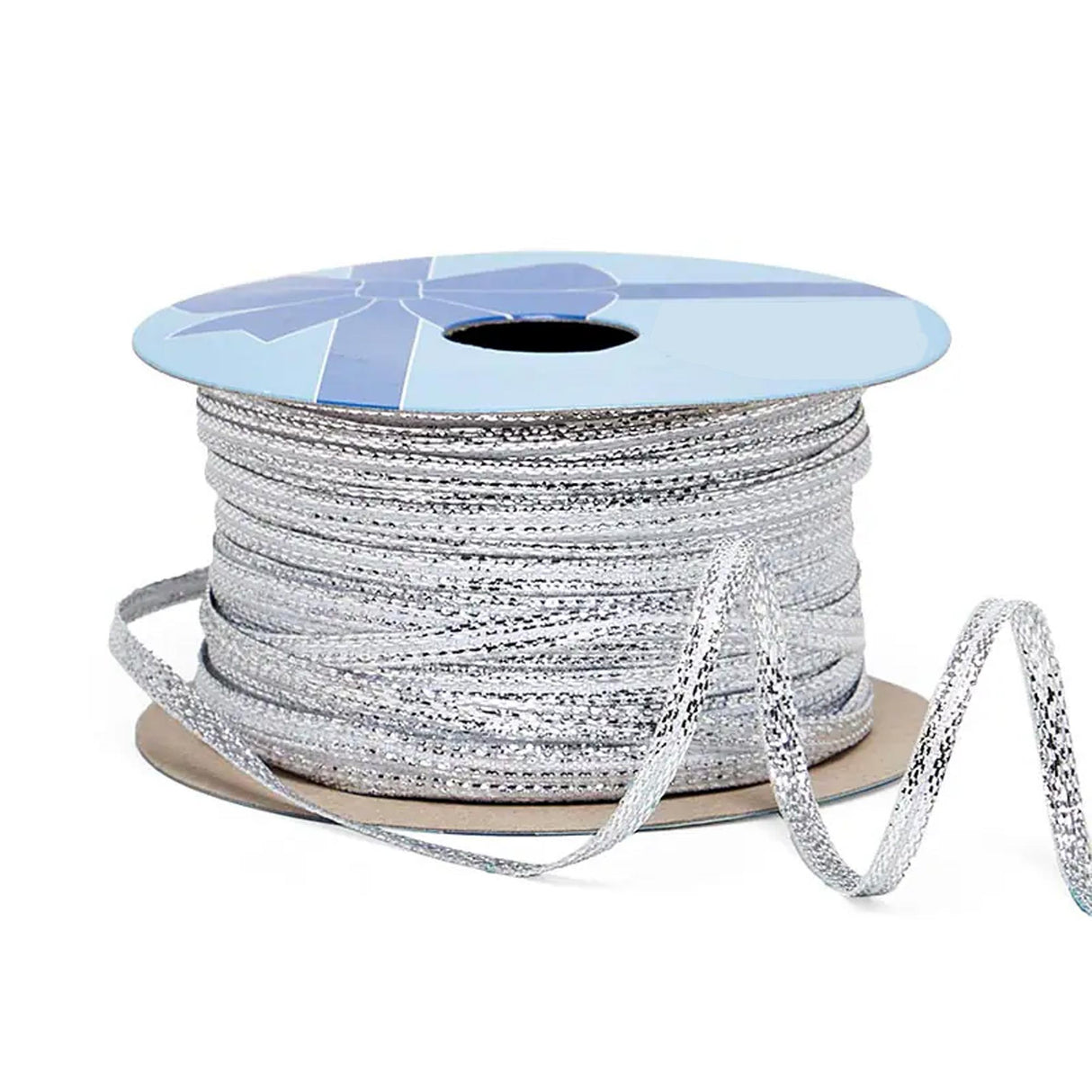 Narrow Crystalized Metallic Ribbon 1/8 '' X 50 yd Silver Color 1 / ROLL