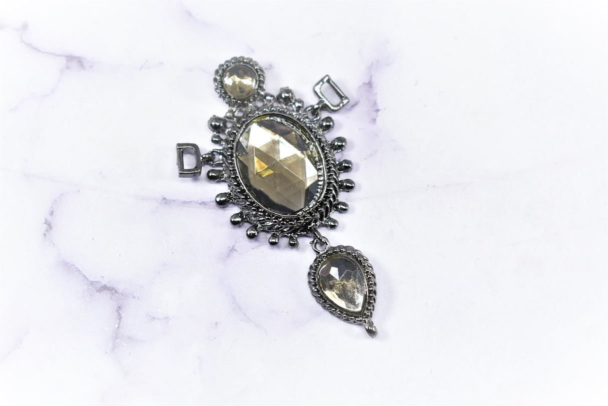 Rhinestone Connector Gunmetal Medieval 2x3