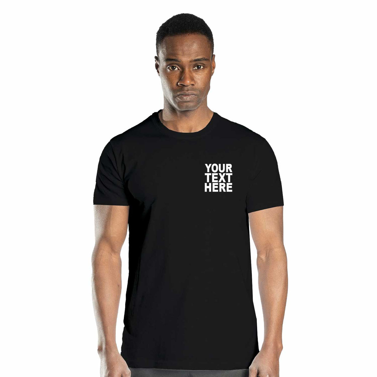 Pack: 12 Fast Custom Logo T-Shirts – Add Your Brand, Text, or Graphic (Left Chest - Black)
