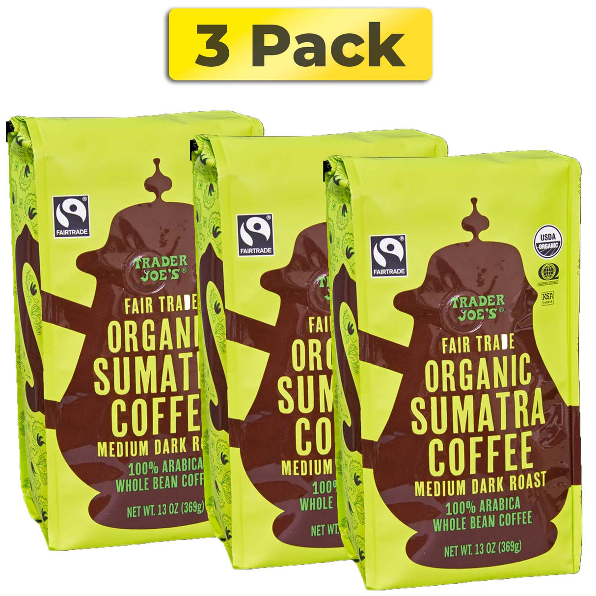 Trader Joe's Fair Trade Organic Sumatra Coffee - Rich & Bold, 13 oz