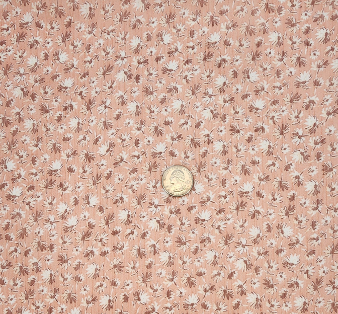 Yoryu Chiffon 1D1629 Polyester Fabric - Coral Pink, Crinkled Texture, 57/58" Width