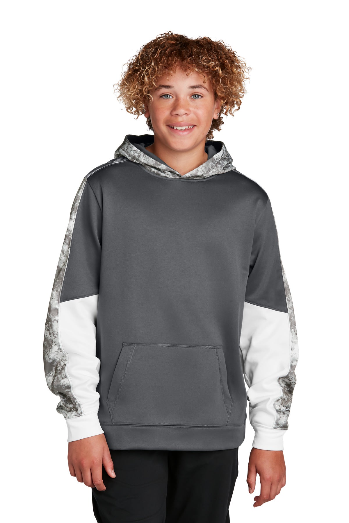Youth Sport-Wick Mineral Freeze Fleece Colorblock Hooded Pullover