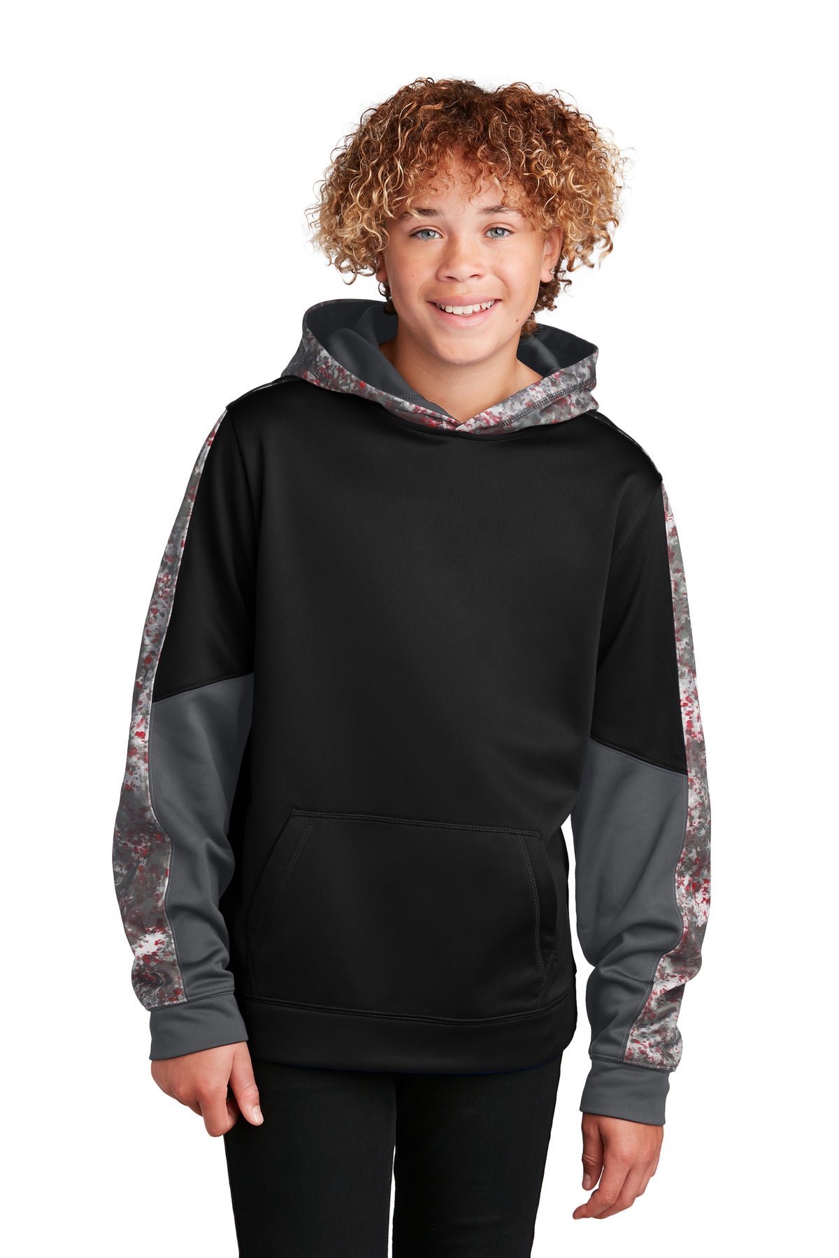 Youth Sport-Wick Mineral Freeze Fleece Colorblock Hooded Pullover