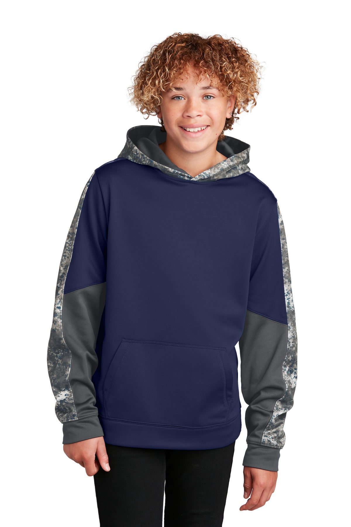 Youth Sport-Wick Mineral Freeze Fleece Colorblock Hooded Pullover