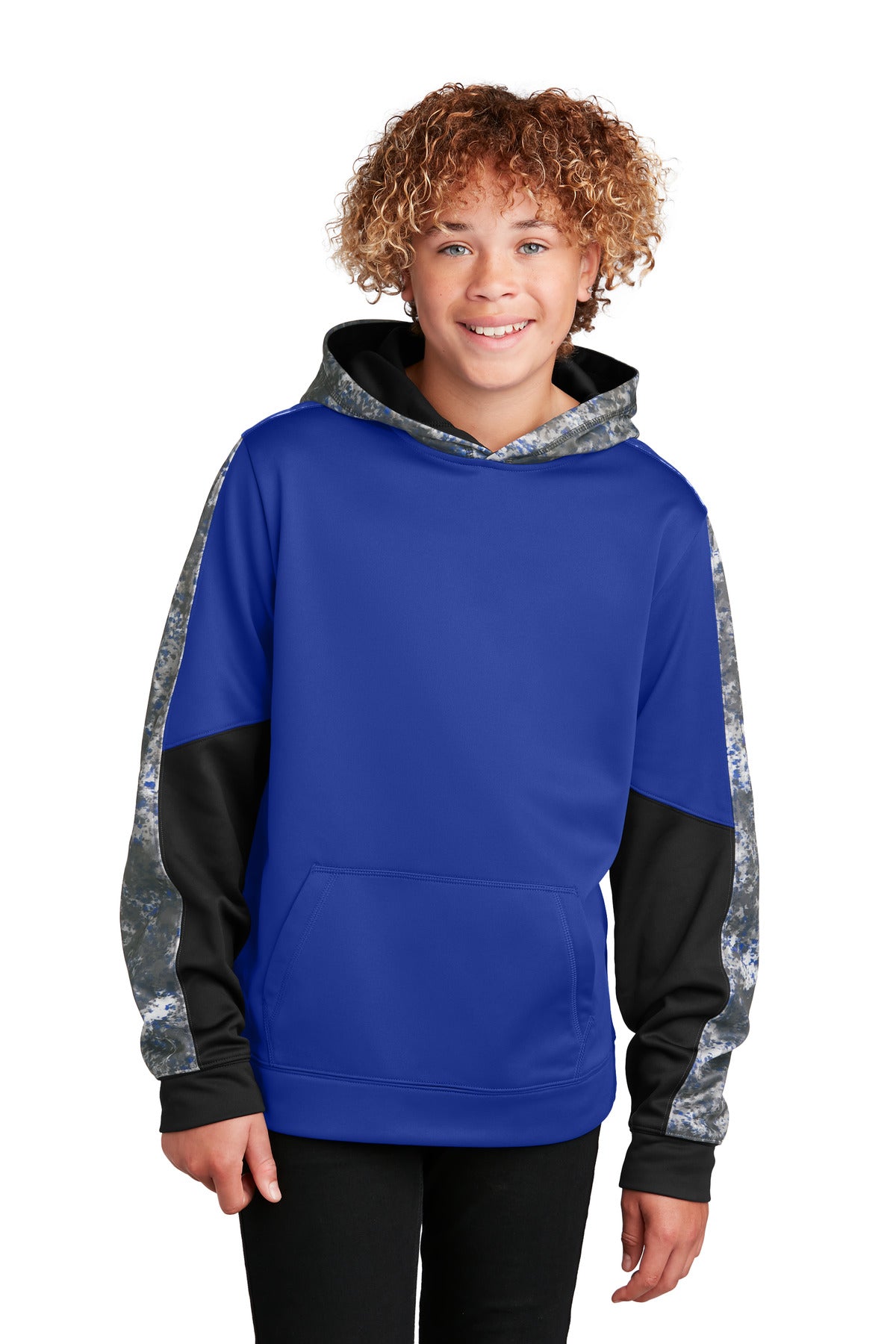 Youth Sport-Wick Mineral Freeze Fleece Colorblock Hooded Pullover