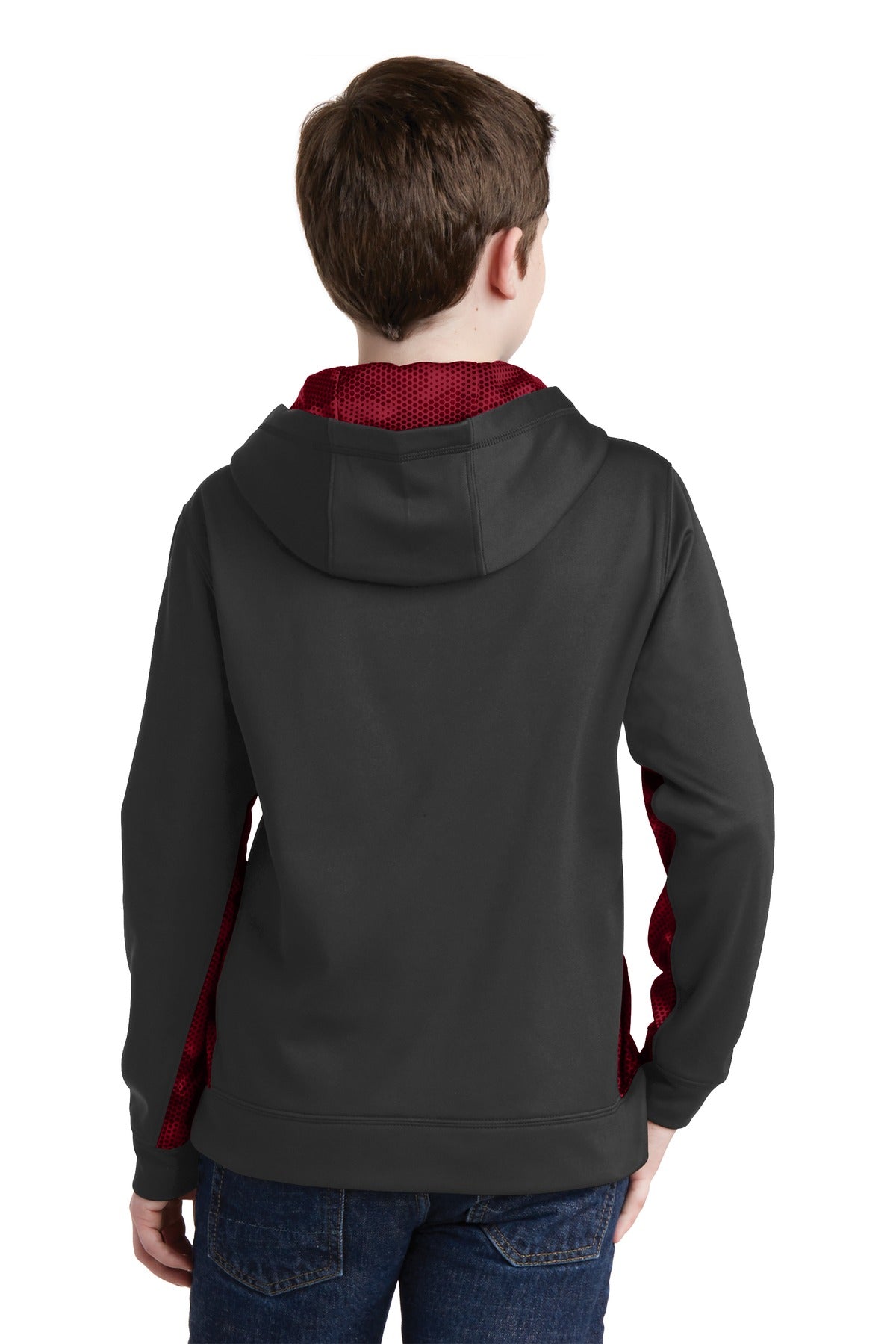 Youth Sport-Wick CamoHex Fleece Colorblock Hooded Pullover