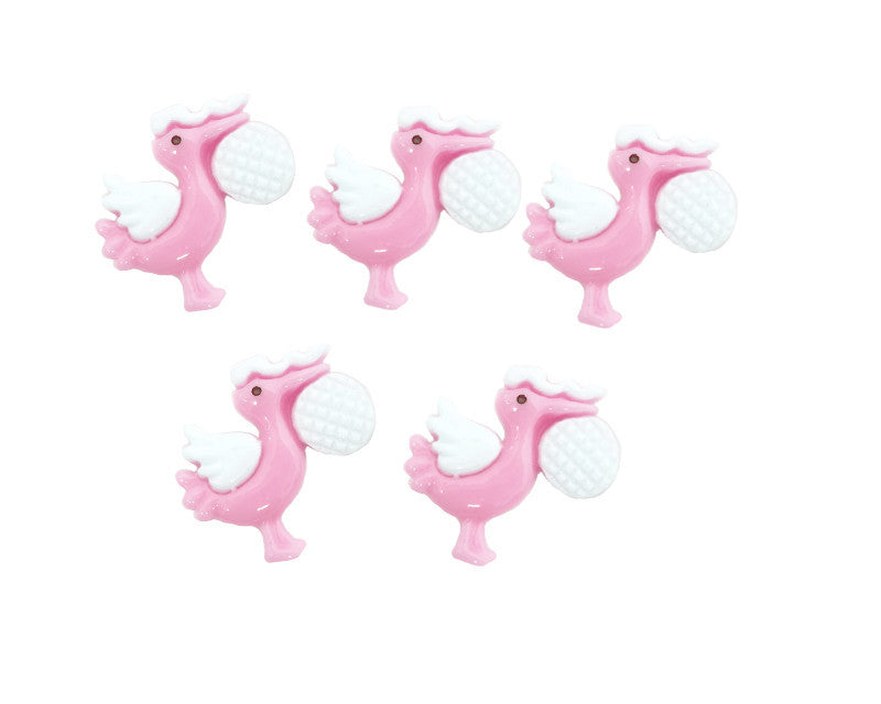 3/4" Pink Baby Shower Mini Plastic Polyresin Stork - Pack of 100 Pieces
