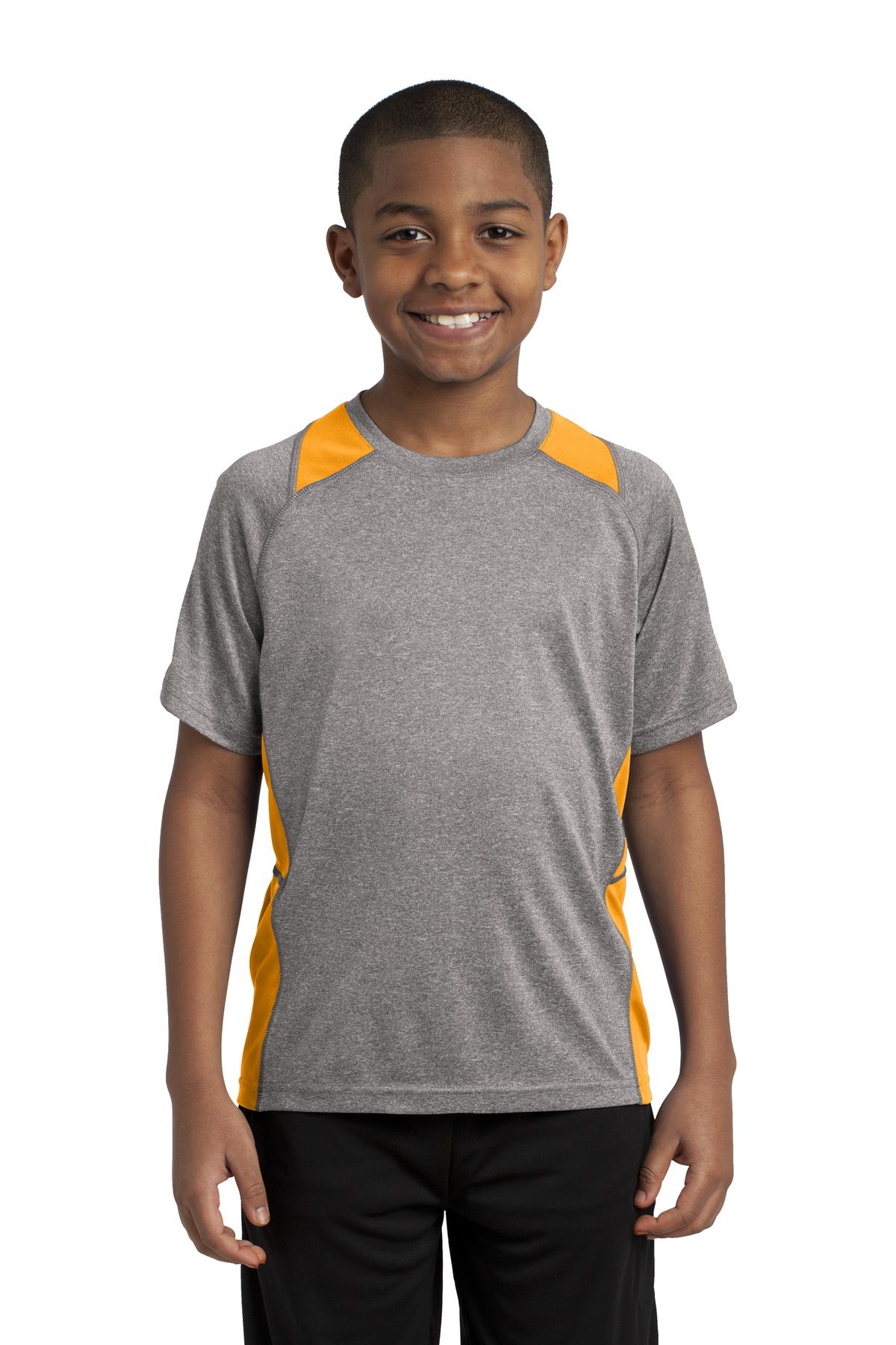 Sport-Tek® Youth Heather Colorblock Contender Crewneck Short Sleeve Tee