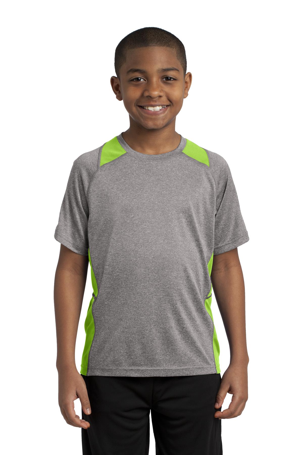 Sport-Tek® Youth Heather Colorblock Contender Crewneck Short Sleeve Tee