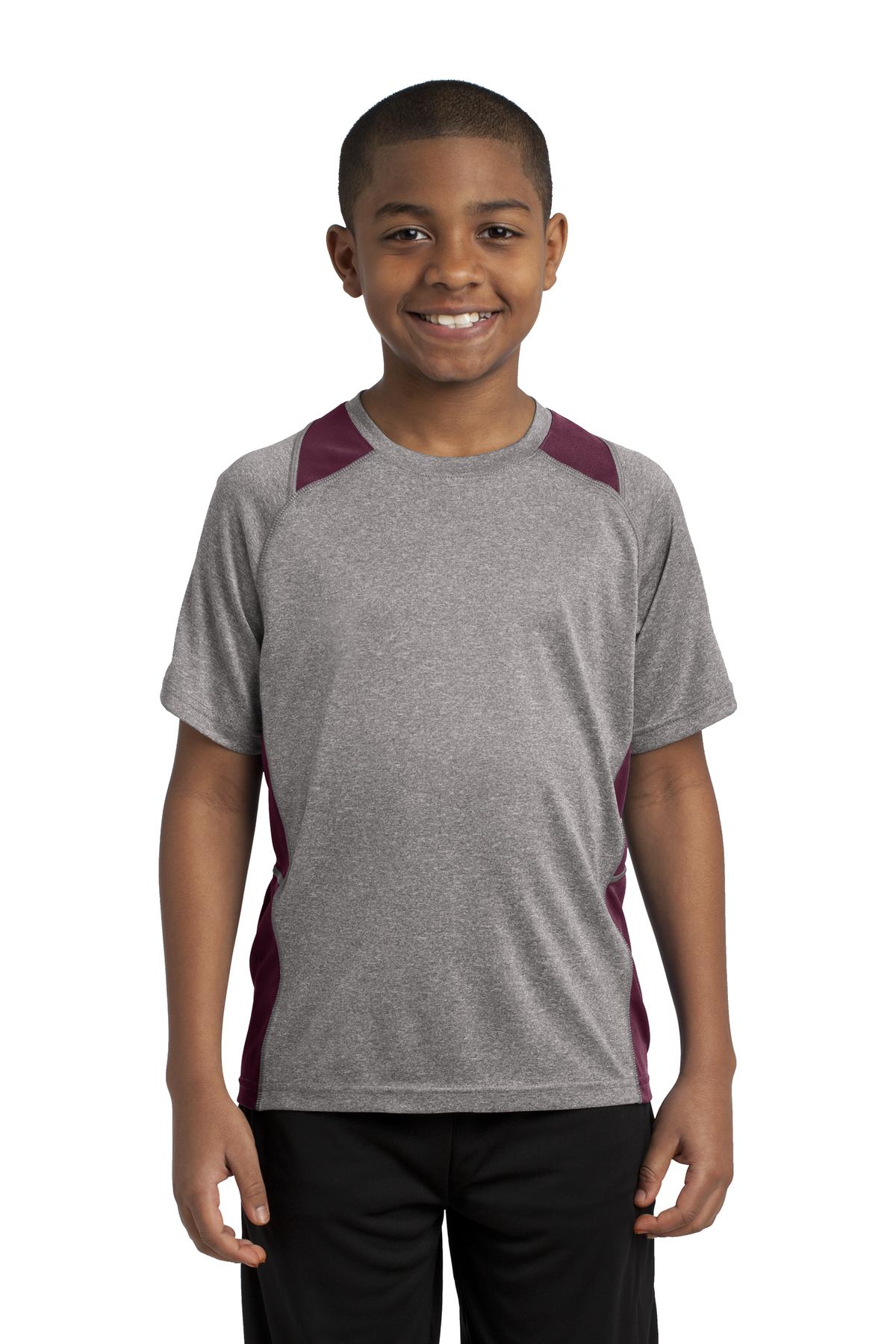 Sport-Tek® Youth Heather Colorblock Contender Crewneck Short Sleeve Tee