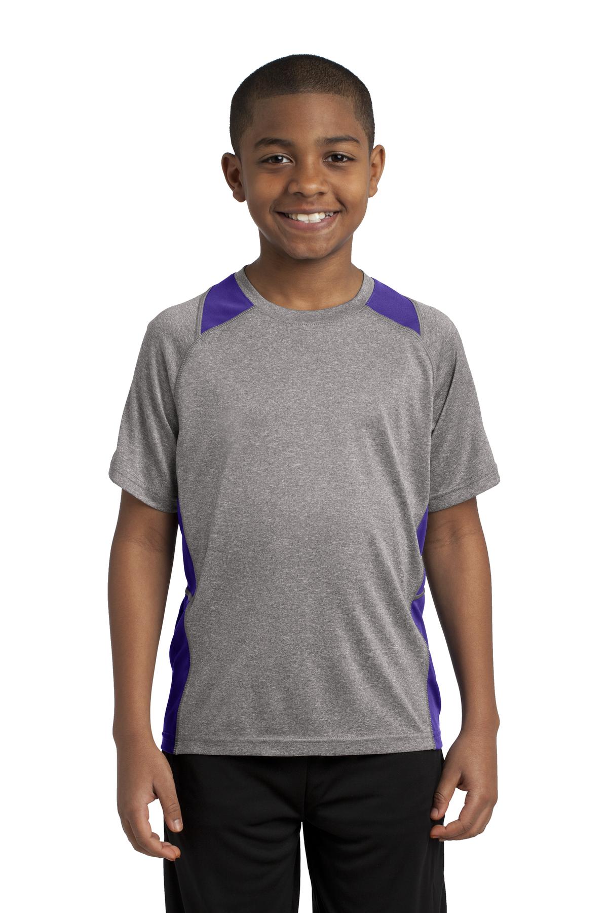 Sport-Tek® Youth Heather Colorblock Contender Crewneck Short Sleeve Tee