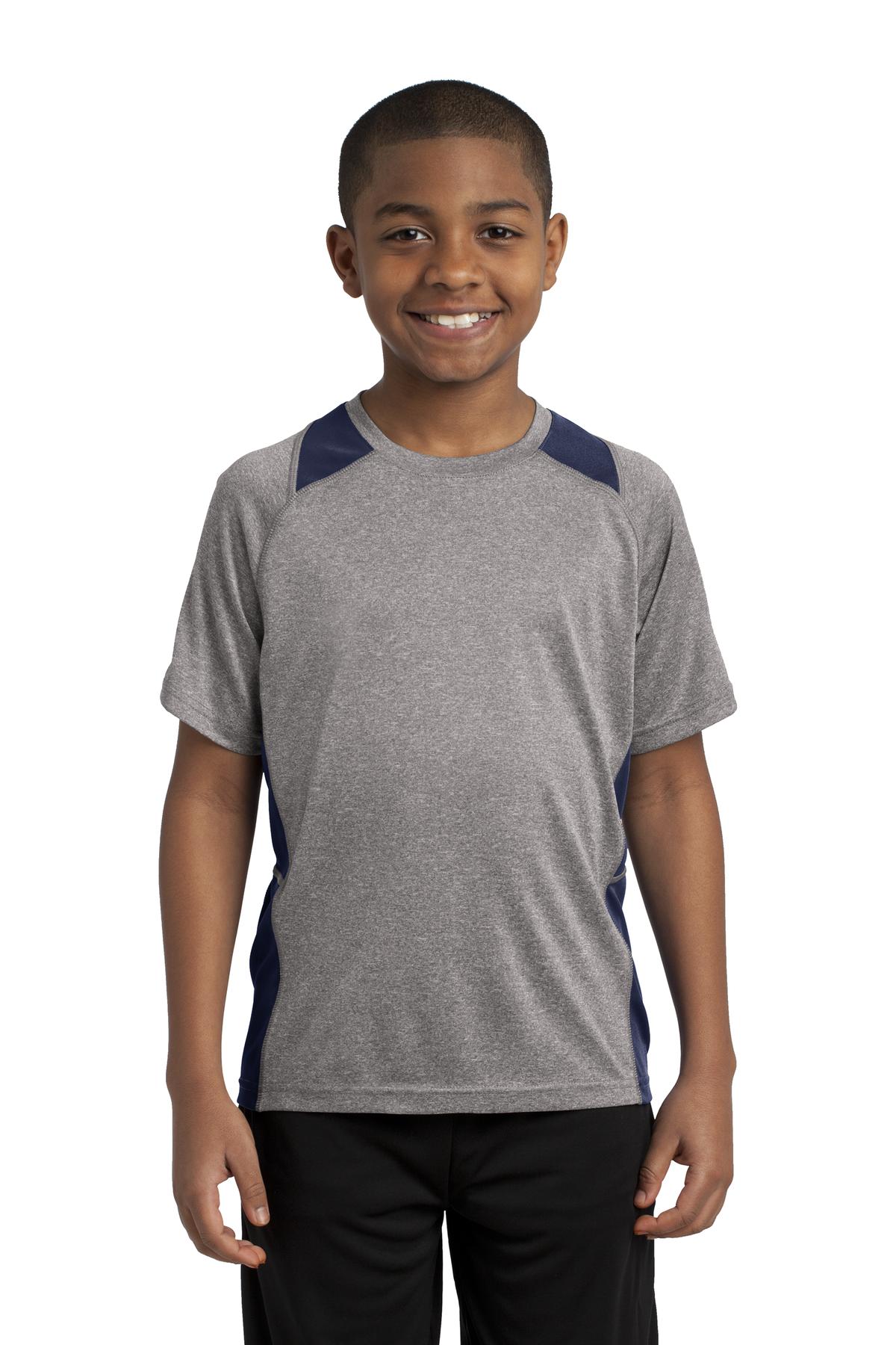 Sport-Tek® Youth Heather Colorblock Contender Crewneck Short Sleeve Tee