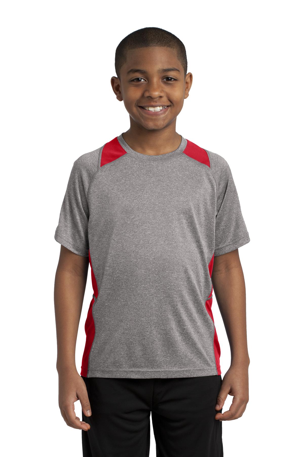 Sport-Tek® Youth Heather Colorblock Contender Crewneck Short Sleeve Tee