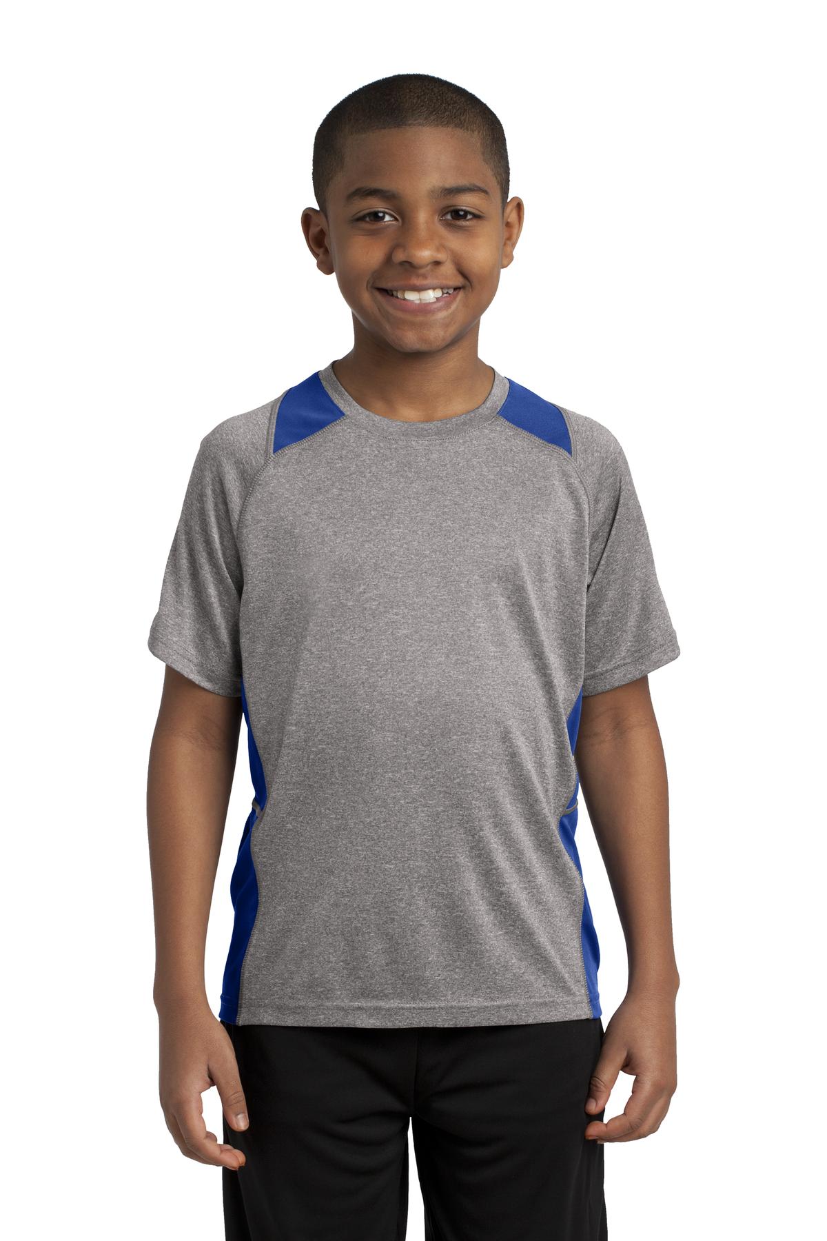 Sport-Tek® Youth Heather Colorblock Contender Crewneck Short Sleeve Tee