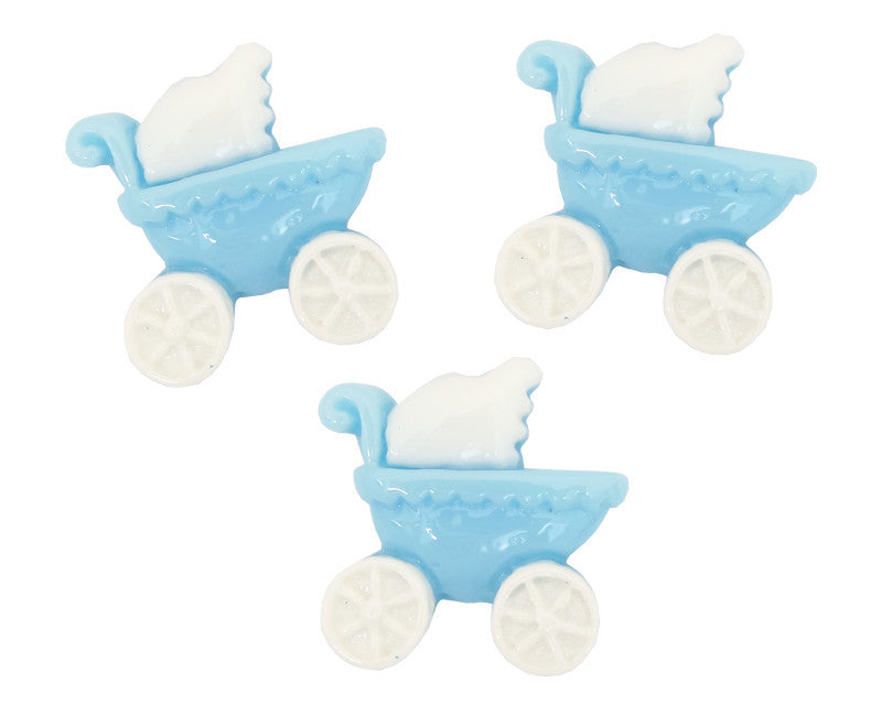3/4" Blue Baby Carriage Baby Shower Mini Plastic Polyresin - Pack of 100 Pieces