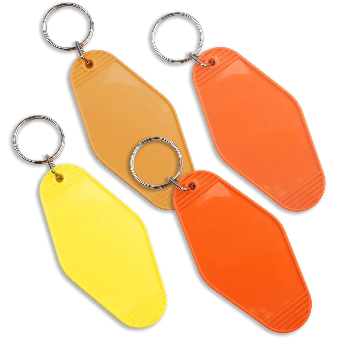 Retro Motel Keychain with Silver Ring - Yellow (4 per Set)