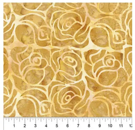 Cotton Wideback Fabric Yellow Caramel Roses 108"