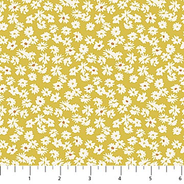 Cotton Print Yellow Daisies Fabric 44/45"