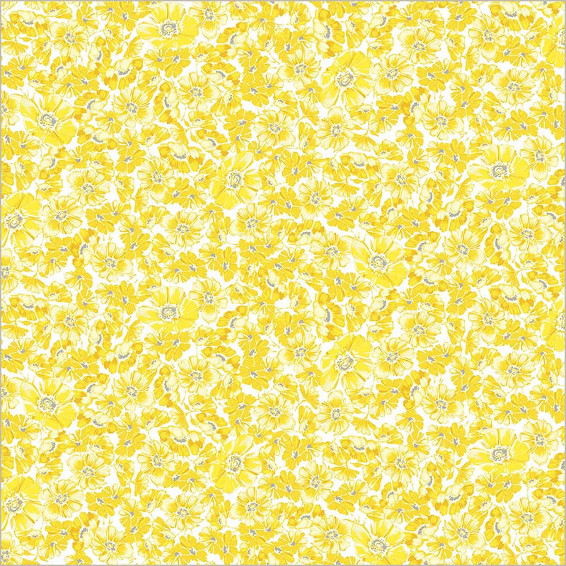 Cotton Print Yellow Verona Allegra Blooms Fabric