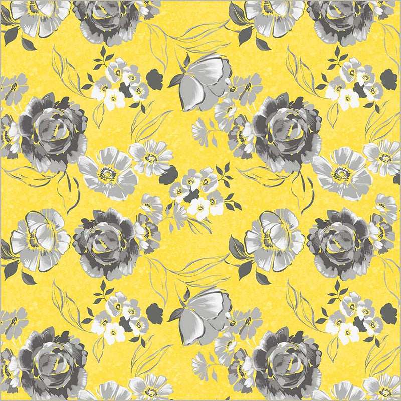 Cotton Print Yellow Verona Fiori Fabric Per Yard