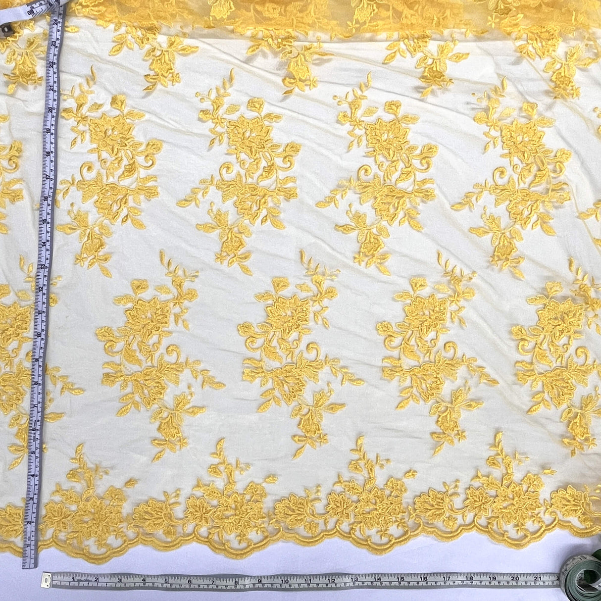 Corded Floral Lace Fabric Ivory