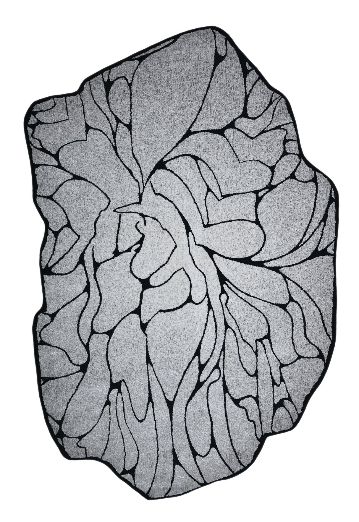 Z322A POL807 Polyester Area Rug - Silver-Toned With Bold Irregular Black Geometric Detailing, Black, 5' 3" X 7' 6" (1 Rug)