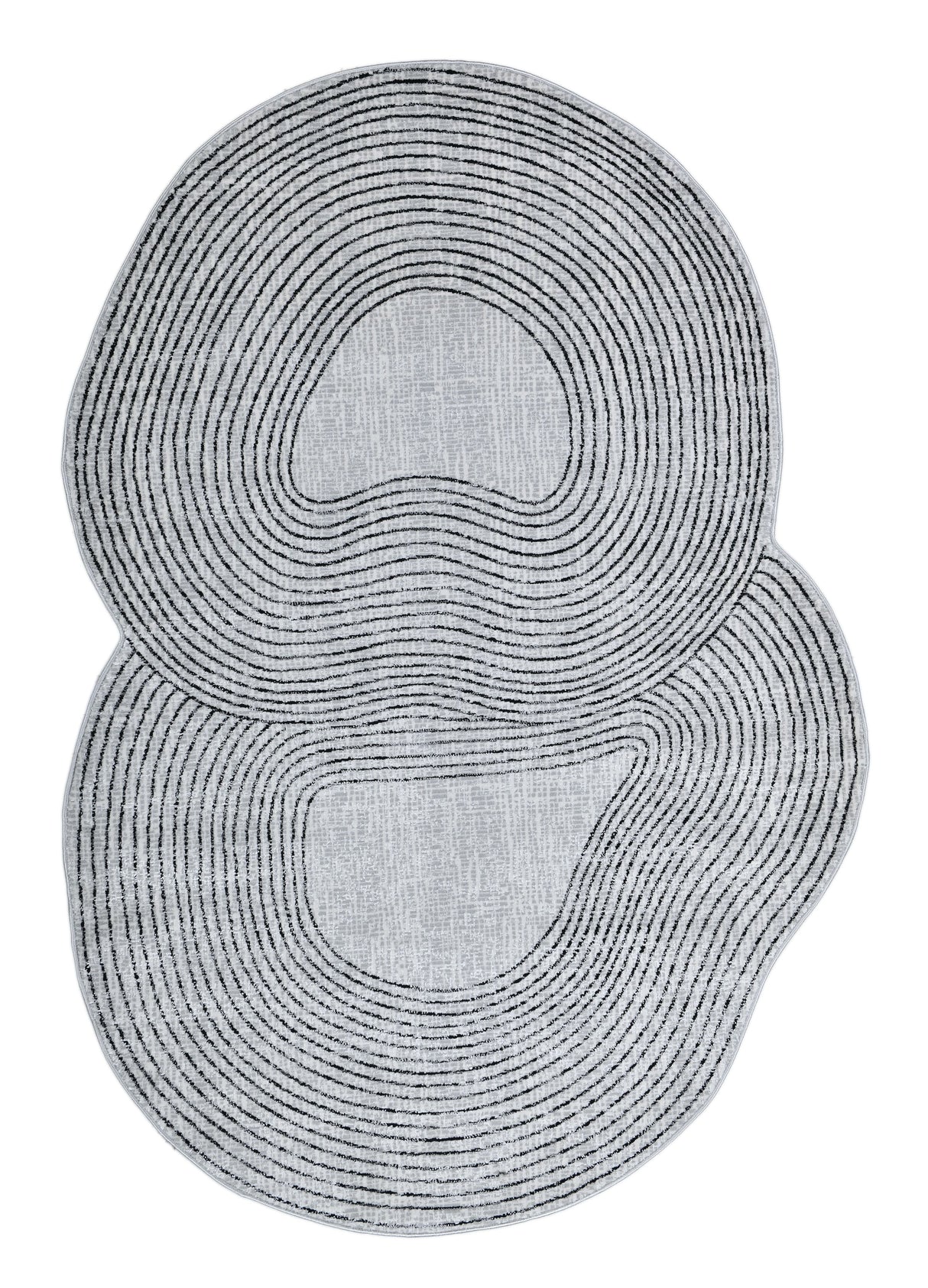 Z328A Polyester Fabric - Cream Sheen Rug With Black, Copper & Silver Touches, Novelty Cut Design (1 Unit)