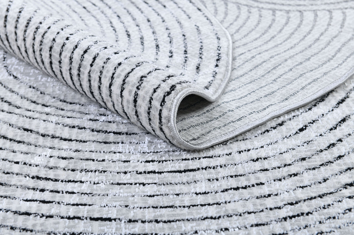 Z328A Polyester Fabric - Cream Sheen Rug With Black, Copper & Silver Touches, Novelty Cut Design (1 Unit)